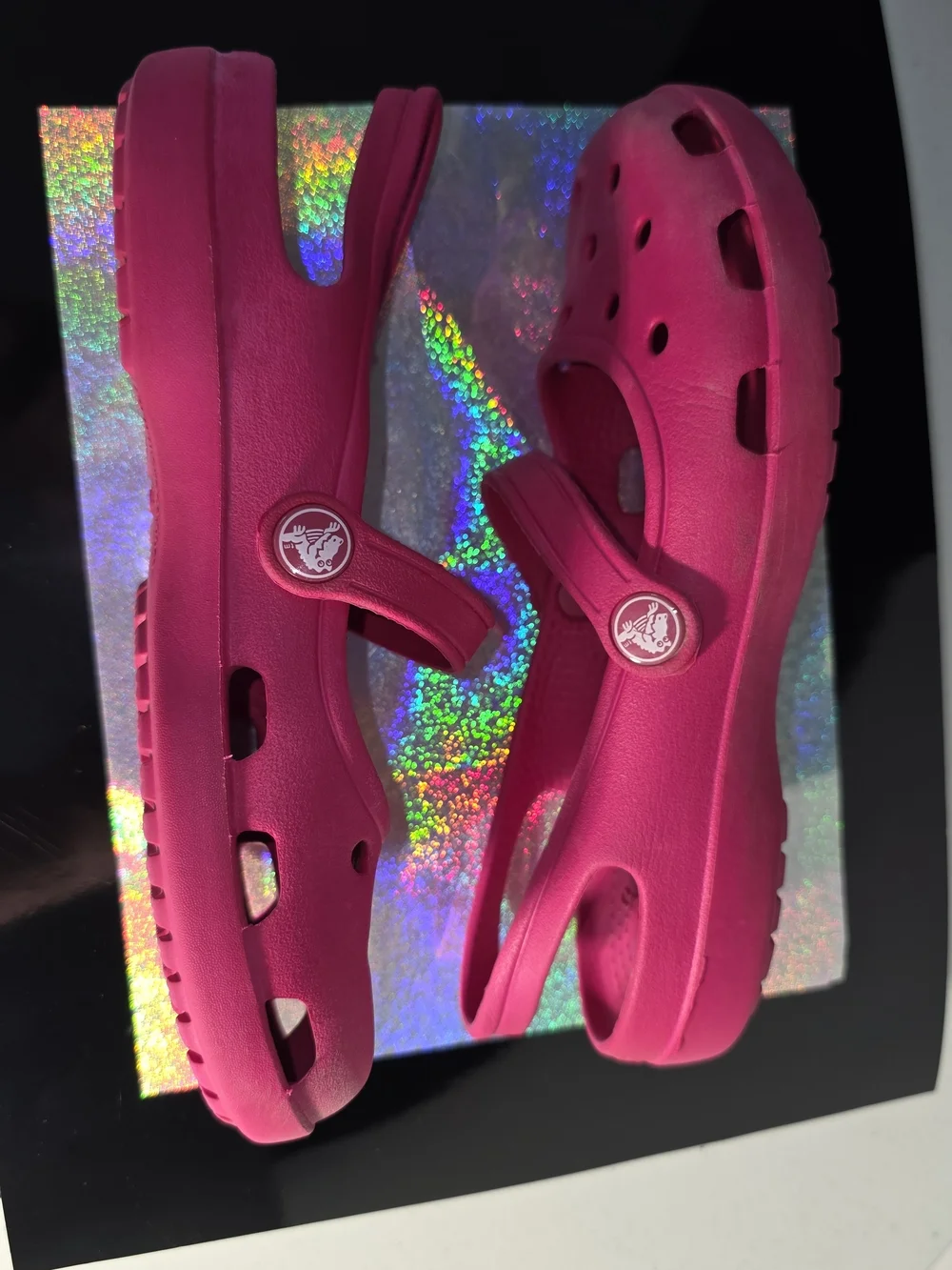 CROCS Shayna Hot Pink Mary Jane-Style Clog with Back Strap Big Girls Sz 6